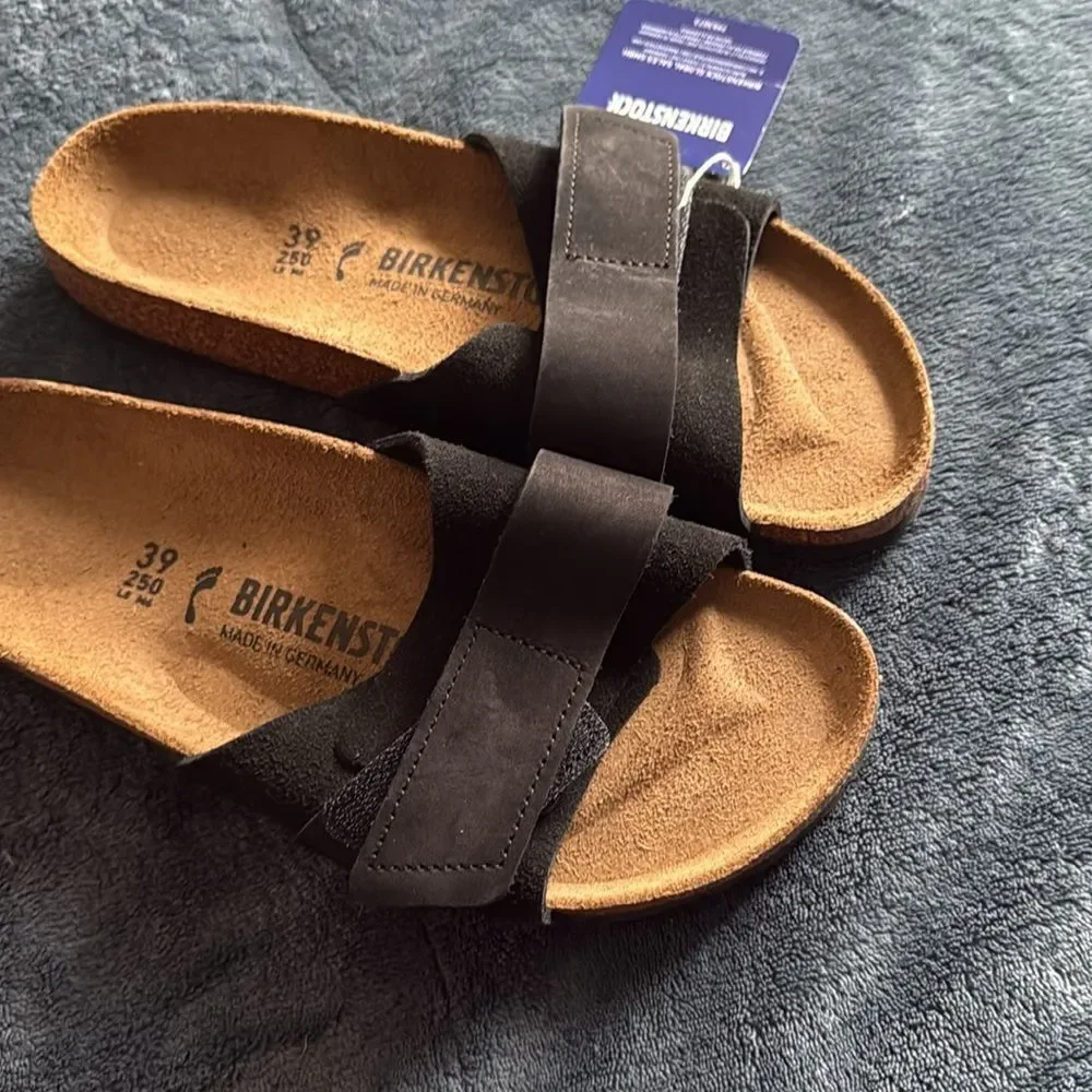 Birkenstock Shoes Oita Black Suede Slide Sandals - Picture 4 of 5